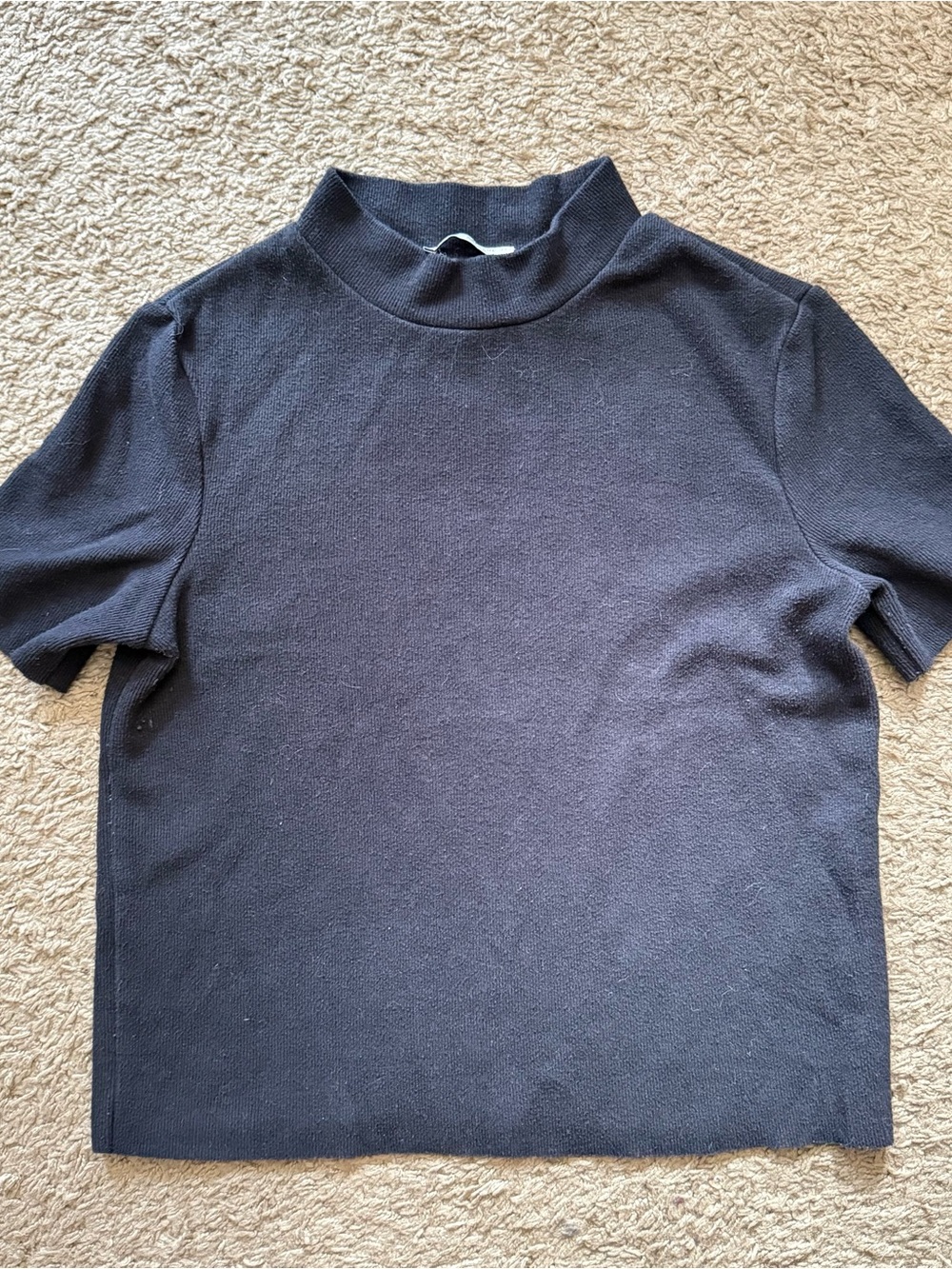 Zara Trafaluc Women’s Small Navy Short-Sleeve Mock Neck Tee
